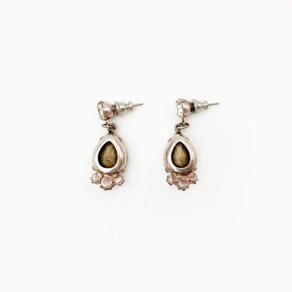 VINTAGE (Y2K) | Crystal & Rhinestone Teardrop Necklace + Earrings Set - Picture 12 of 15